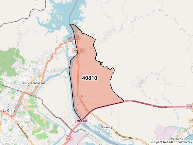 Mapa del código postal 40810, La Unión de Isidoro Montes de Oca, Guerrero