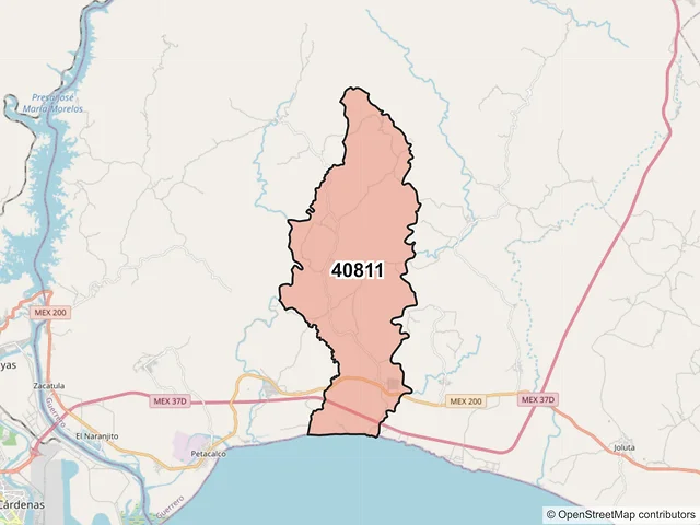 Mapa del código postal 40811, La Unión de Isidoro Montes de Oca, Guerrero