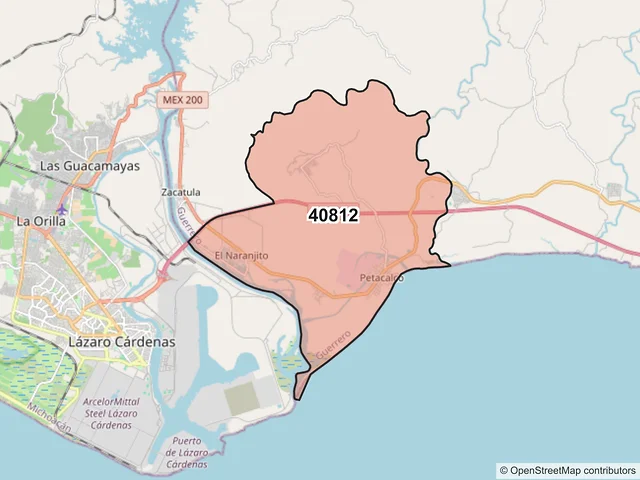 Mapa del código postal 40812, La Unión de Isidoro Montes de Oca, Guerrero