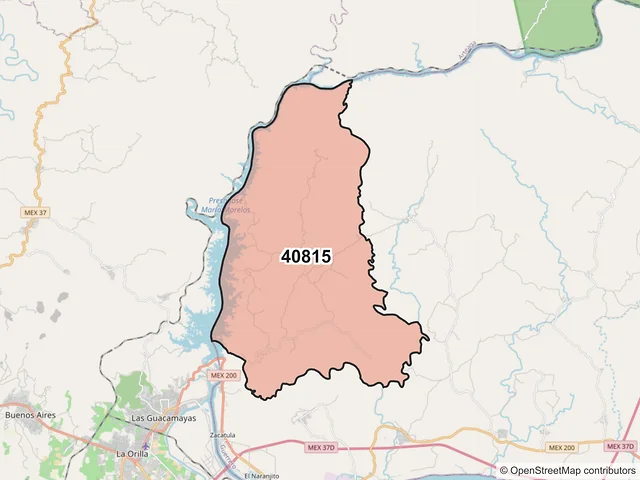 Mapa del código postal 40815, La Unión de Isidoro Montes de Oca, Guerrero