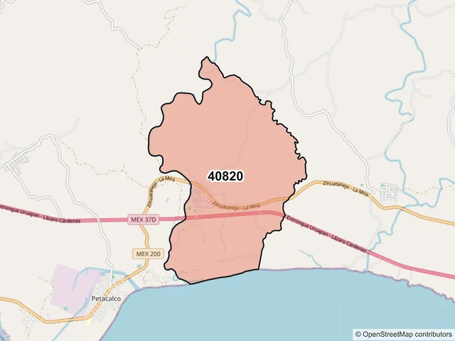 Mapa del código postal 40820, La Unión de Isidoro Montes de Oca, Guerrero