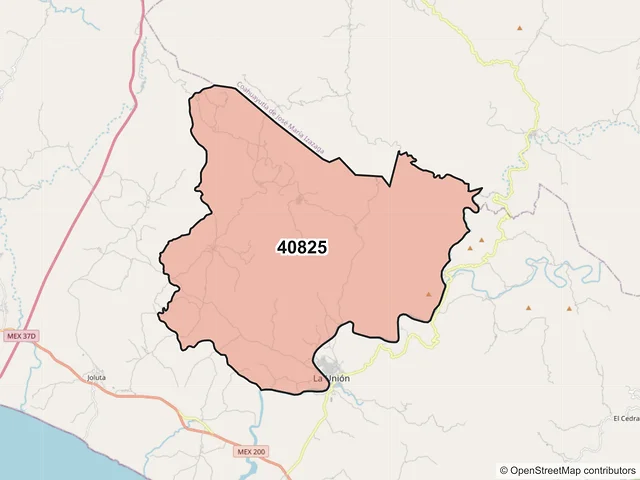 Mapa del código postal 40825, La Unión de Isidoro Montes de Oca, Guerrero