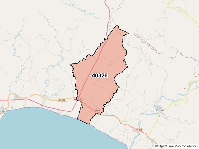 Mapa del código postal 40826, La Unión de Isidoro Montes de Oca, Guerrero