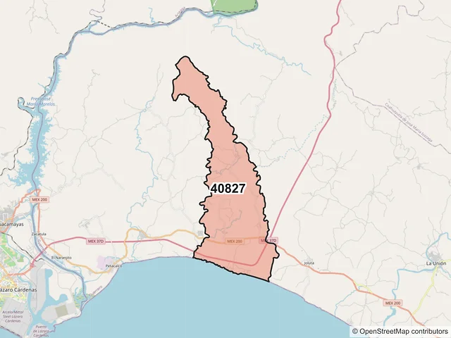 Mapa del código postal 40827, La Unión de Isidoro Montes de Oca, Guerrero