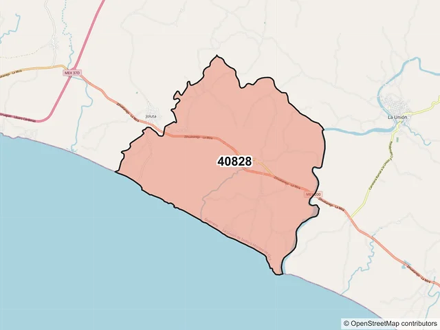 Mapa del código postal 40828, La Unión de Isidoro Montes de Oca, Guerrero