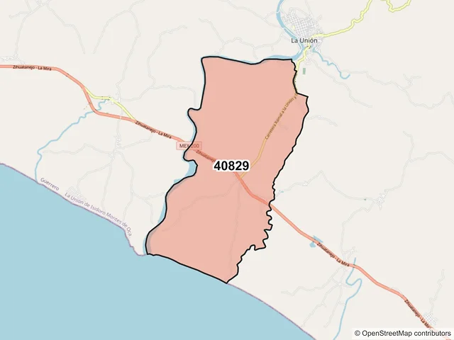 Mapa del código postal 40829, La Unión de Isidoro Montes de Oca, Guerrero