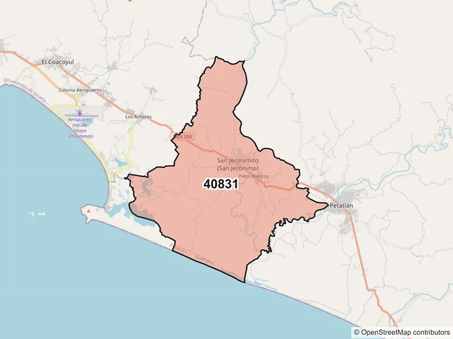 Mapa del código postal 40831, Petatlán, Guerrero