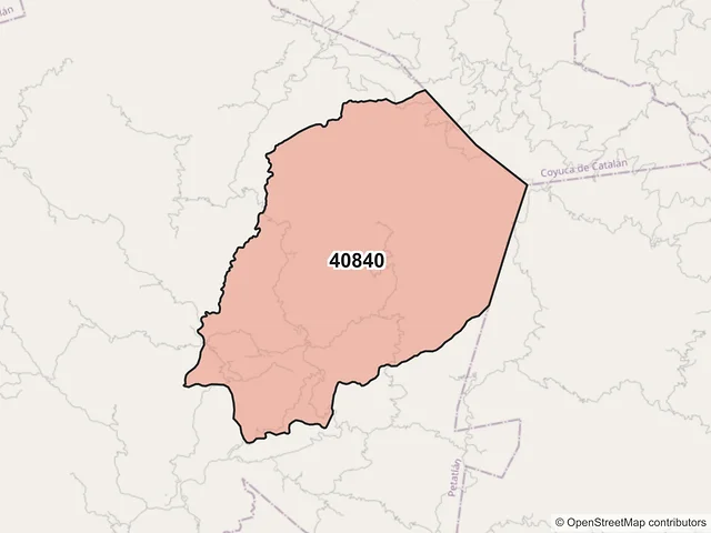 Mapa del código postal 40840, Petatlán, Guerrero