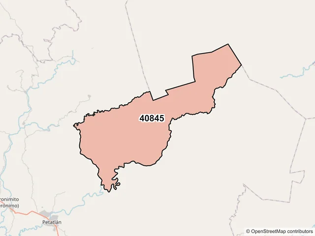 Mapa del código postal 40845, Petatlán, Guerrero