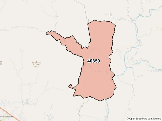 Mapa del código postal 40859, Petatlán, Guerrero