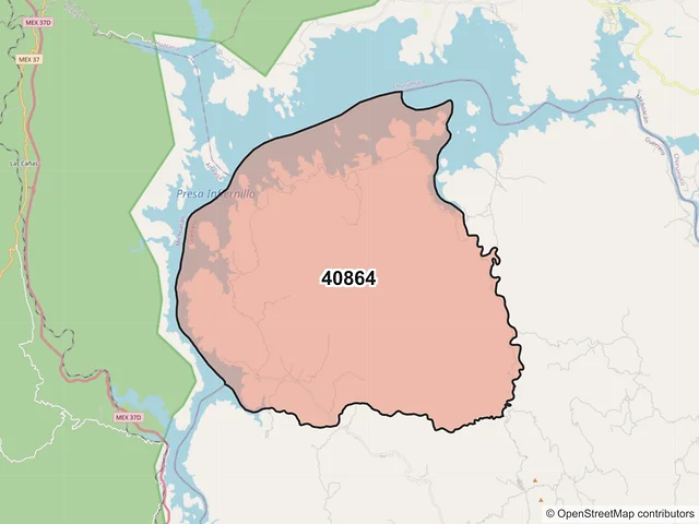 Mapa del código postal 40864, Coahuayutla de José María Izazaga, Guerrero
