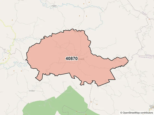 Mapa del código postal 40870, Coahuayutla de José María Izazaga, Guerrero