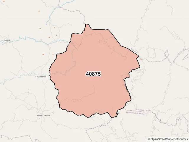 Mapa del código postal 40875, Coahuayutla de José María Izazaga, Guerrero