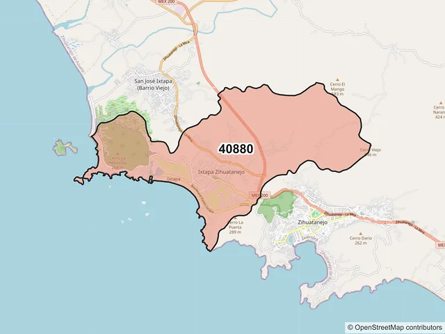 Mapa del código postal 40880, Zihuatanejo de Azueta, Guerrero