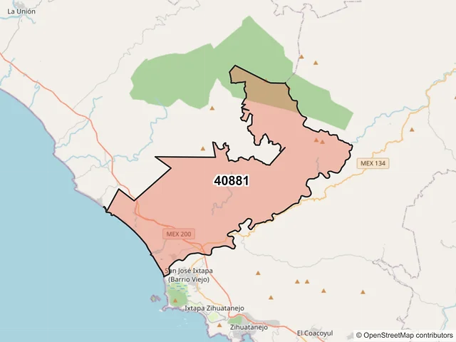 Mapa del código postal 40881, Zihuatanejo de Azueta, Guerrero