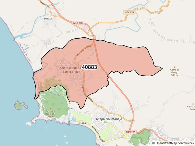 Mapa del código postal 40883, Zihuatanejo de Azueta, Guerrero