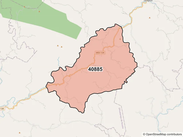 Mapa del código postal 40885, Zihuatanejo de Azueta, Guerrero