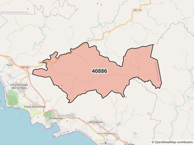 Mapa del código postal 40886, Zihuatanejo de Azueta, Guerrero
