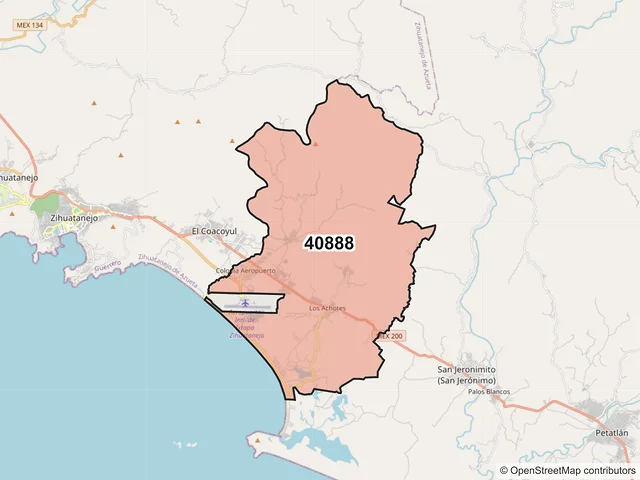 Mapa del código postal 40888, Zihuatanejo de Azueta, Guerrero