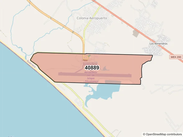 Mapa del código postal 40889, Zihuatanejo de Azueta, Guerrero