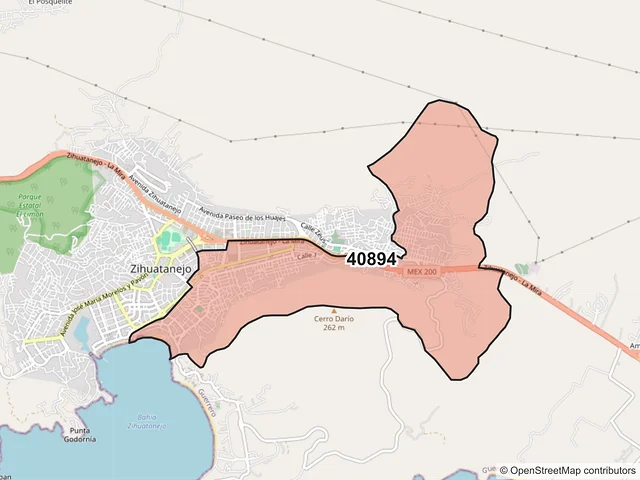 Mapa del código postal 40894, Zihuatanejo de Azueta, Guerrero