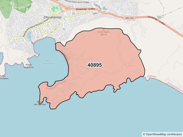 Mapa del código postal 40895, Zihuatanejo de Azueta, Guerrero