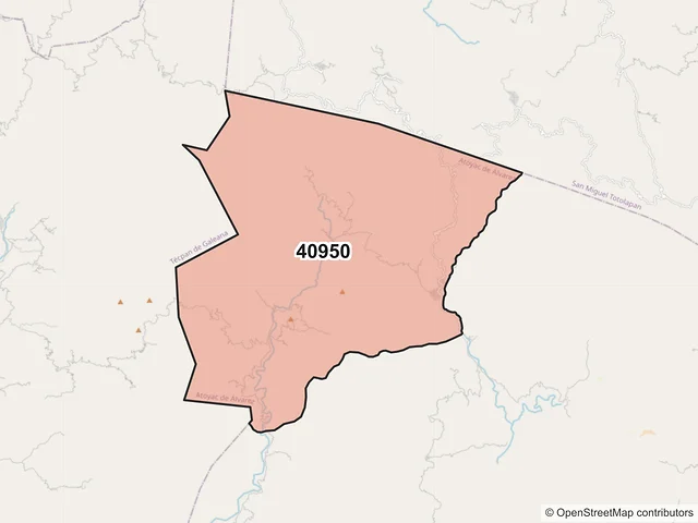 Mapa del código postal 40950, Atoyac de Álvarez, Guerrero
