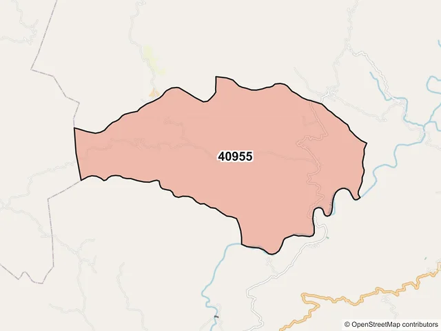 Mapa del código postal 40955, Atoyac de Álvarez, Guerrero