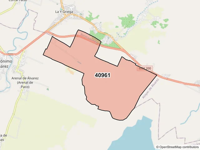 Mapa del código postal 40961, Benito Juárez, Guerrero
