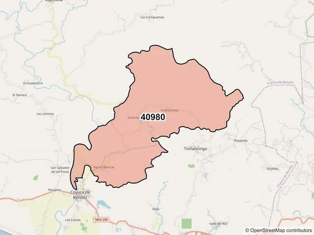 Mapa del código postal 40980, Coyuca de Benítez, Guerrero