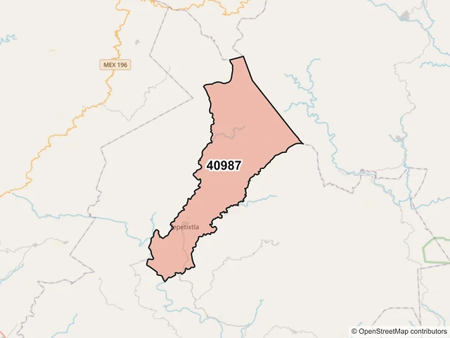 Mapa del código postal 40987, Coyuca de Benítez, Guerrero