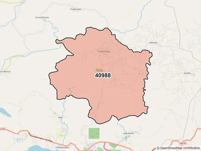 Mapa del código postal 40988, Coyuca de Benítez, Guerrero