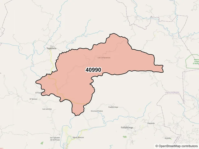 Mapa del código postal 40990, Coyuca de Benítez, Guerrero