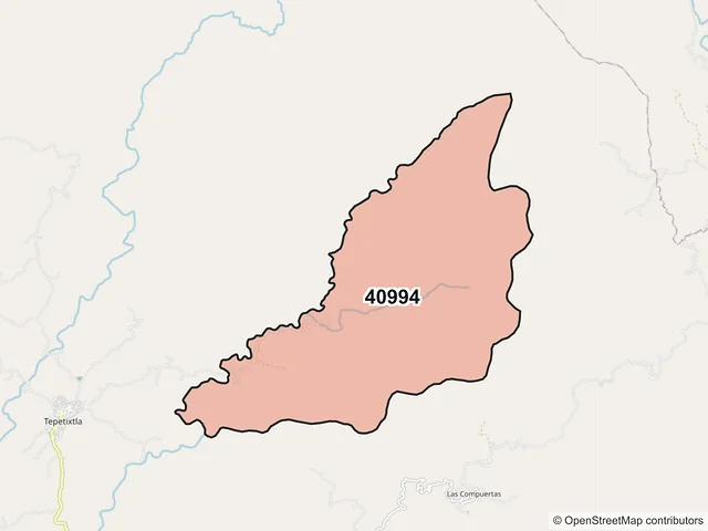 Mapa del código postal 40994, Coyuca de Benítez, Guerrero