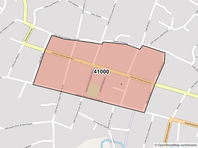 Mapa del código postal 41000, Olinalá, Guerrero
