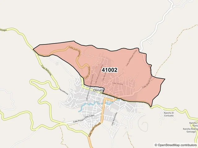 Mapa del código postal 41002, Olinalá, Guerrero