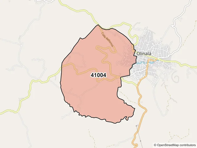 Mapa del código postal 41004, Olinalá, Guerrero