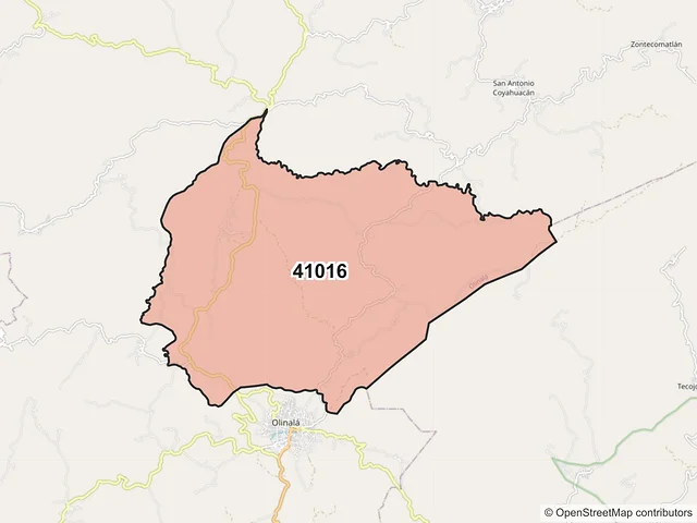 Mapa del código postal 41016, Olinalá, Guerrero