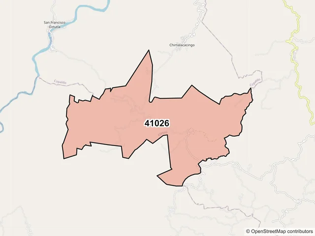 Mapa del código postal 41026, Olinalá, Guerrero