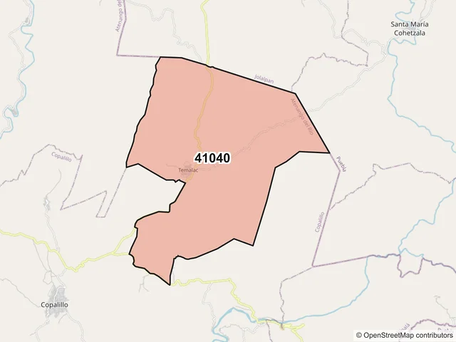 Mapa del código postal 41040, Atenango del Río, Guerrero