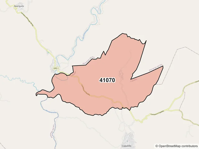 Mapa del código postal 41070, Copalillo, Guerrero