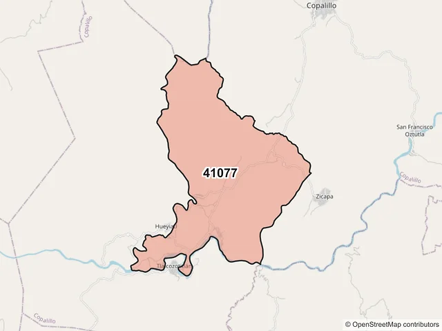 Mapa del código postal 41077, Copalillo, Guerrero