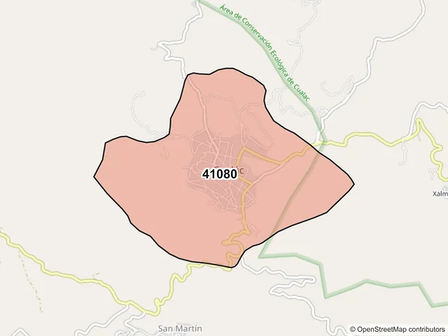 Mapa del código postal 41080, Cualác, Guerrero