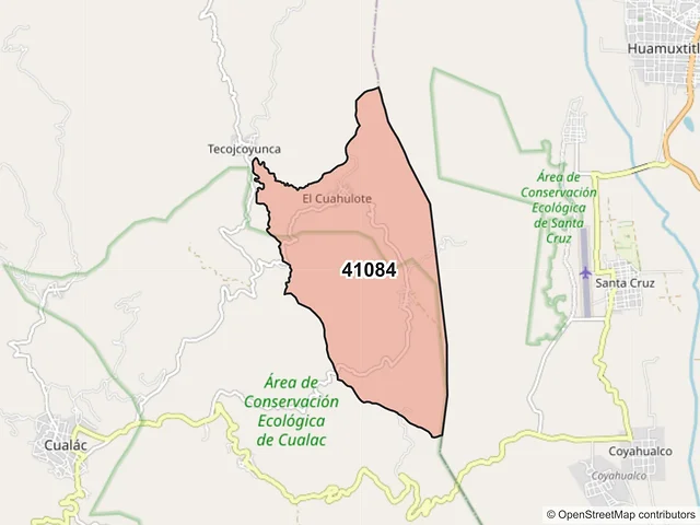 Mapa del código postal 41084, Cualác, Guerrero