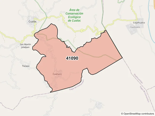 Mapa del código postal 41090, Cualác, Guerrero