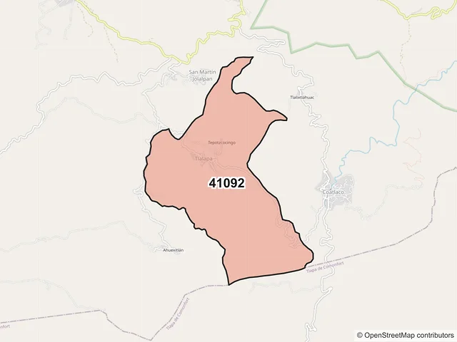 Mapa del código postal 41092, Cualác, Guerrero