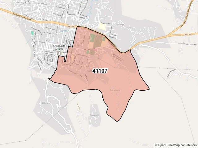Mapa del código postal 41107, Chilapa de Álvarez, Guerrero