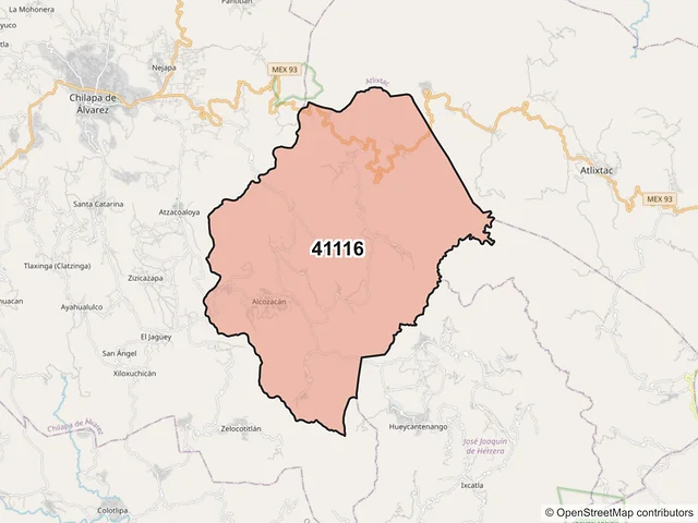 Mapa del código postal 41116, Chilapa de Álvarez, Guerrero
