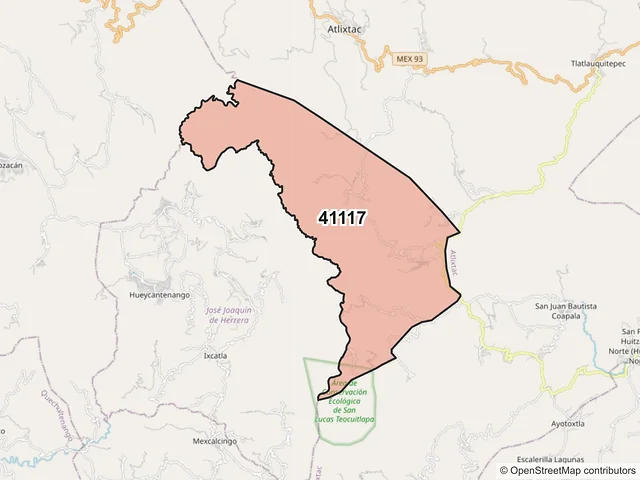 Mapa del código postal 41117, Chilapa de Álvarez, Guerrero