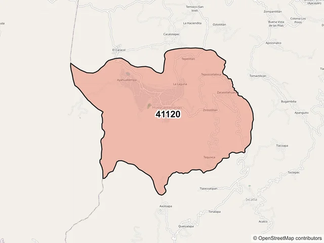 Mapa del código postal 41120, José Joaquín de Herrera, Guerrero